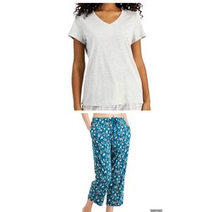 Charter Club Women's 2pc Pajama set - V-Neck Shirt - Cropped Sea Life Pants - XL